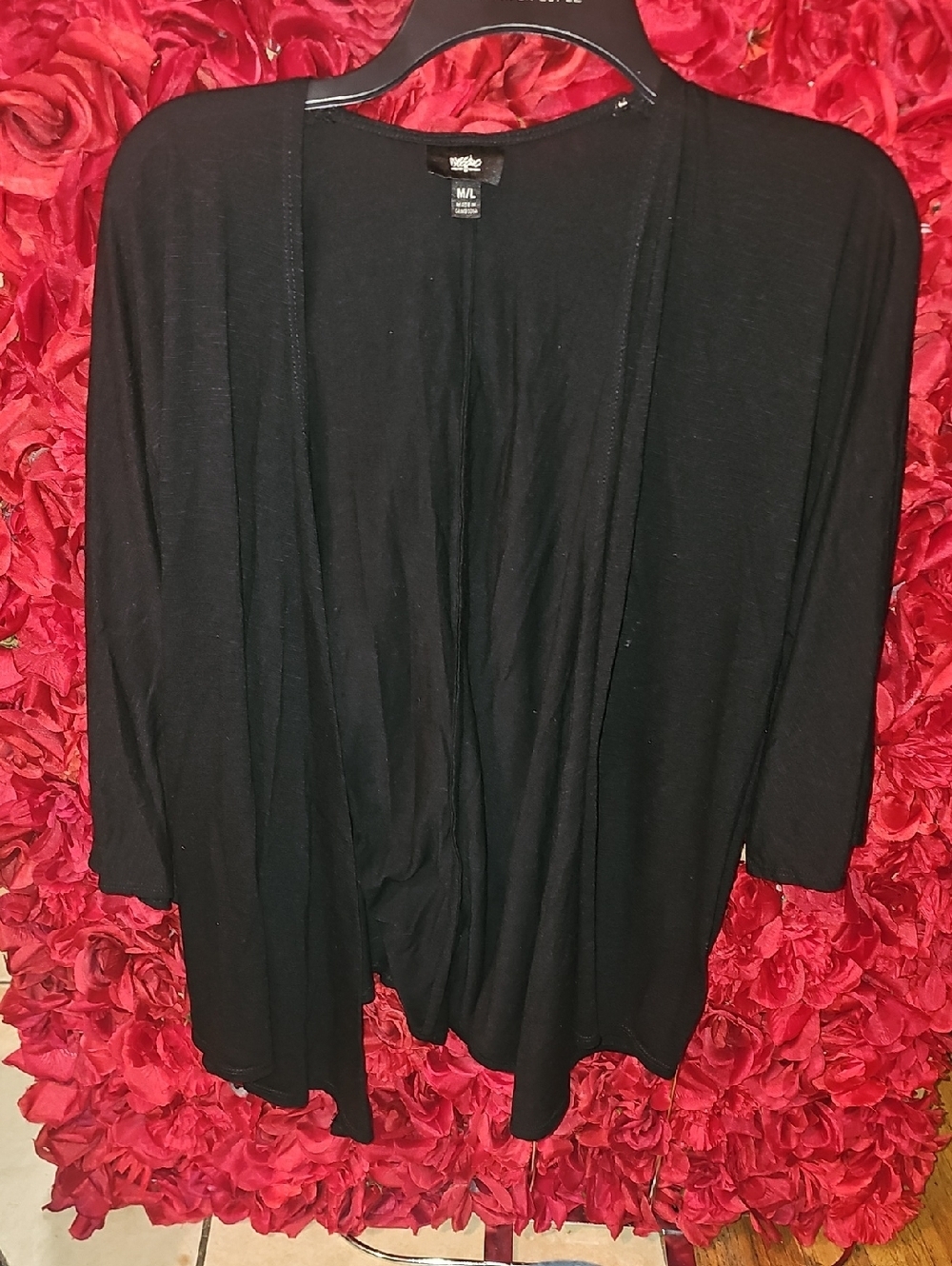 Mossimo Women'a Black Open-Front Women's Cardigan Lightweight Layering Size M/L